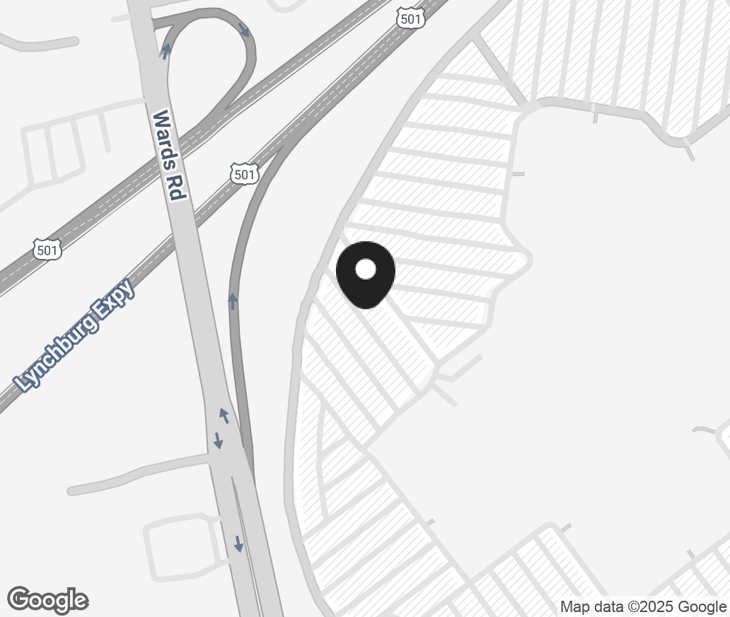 Google Map of 3415 Candlers Mountain Road, Lynchburg VA 24502