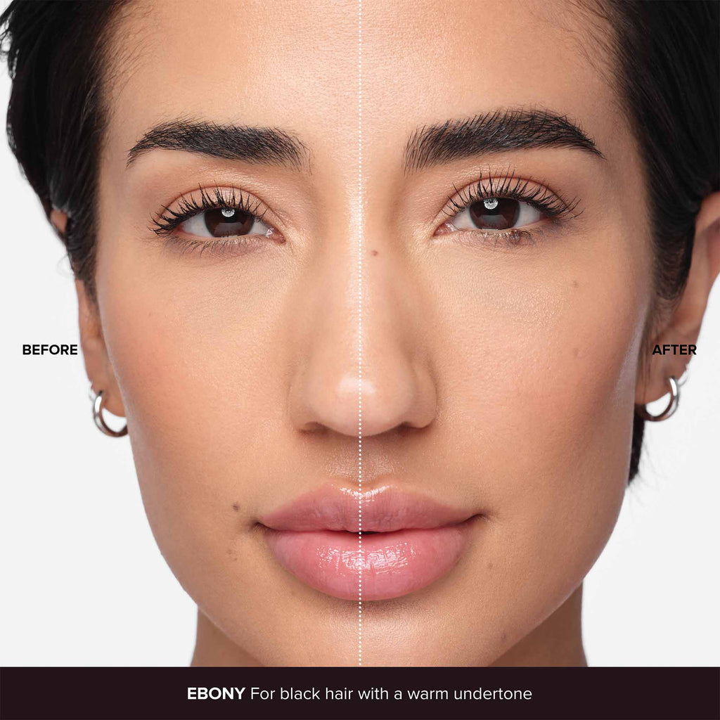 Ebony | Volumizing Tinted Brow Gel - Before And After