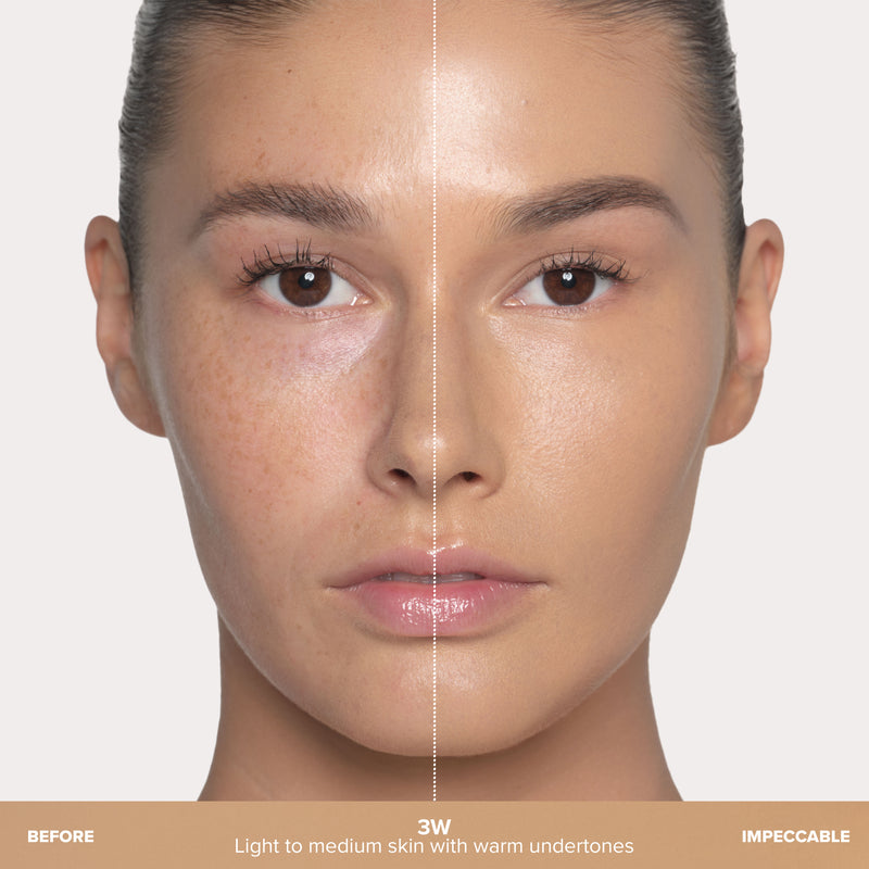 3W | Impeccable Blurring Second-Skin Matte Foundation Before & After