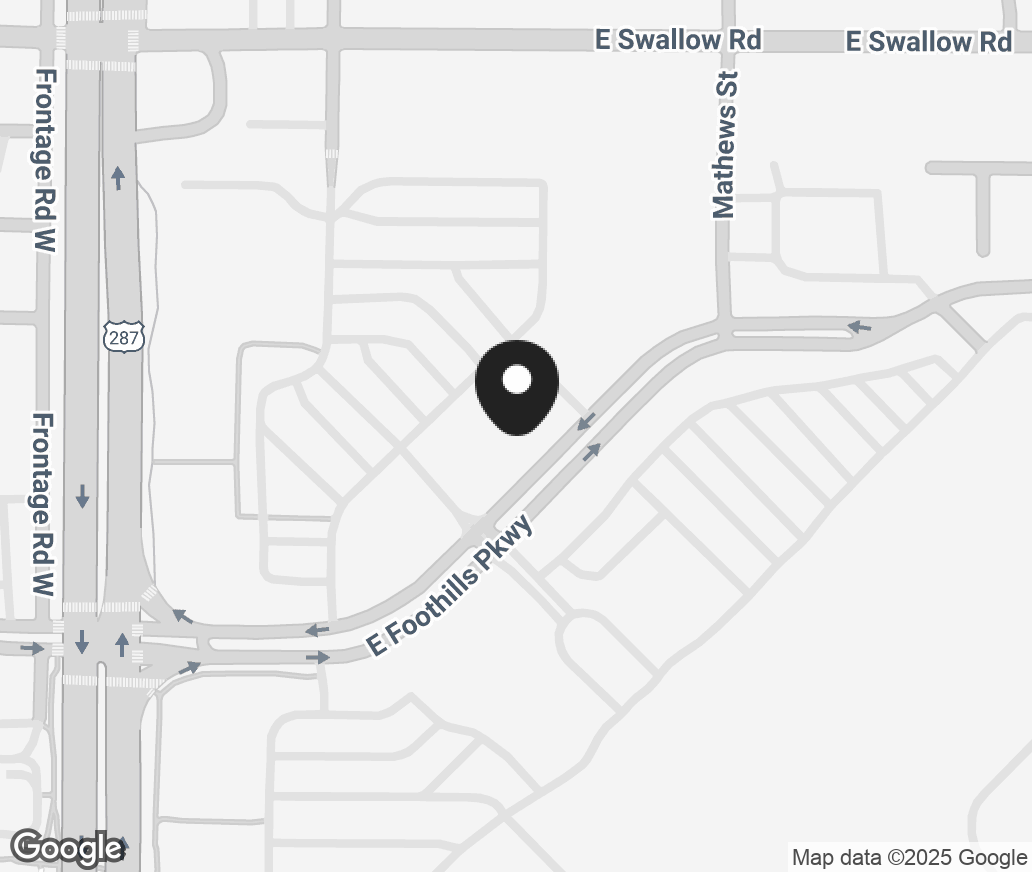 Google Map of 190 E Foothills Pkwy, Fort Collins CO 80525